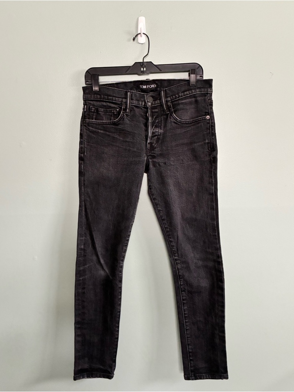Tom Ford Men's Skinny Slim Jeans Washed Black Denim Sz 31